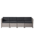 Venice with and Seater Black Mixed Dark Wicker 4 Sofa Sectional GDF Outdoor Cushions, Studio Gray