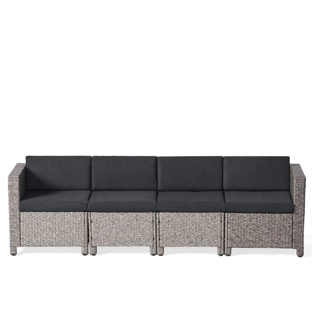 Venice with and Seater Black Mixed Dark Wicker 4 Sofa Sectional GDF Outdoor Cushions, Studio Gray