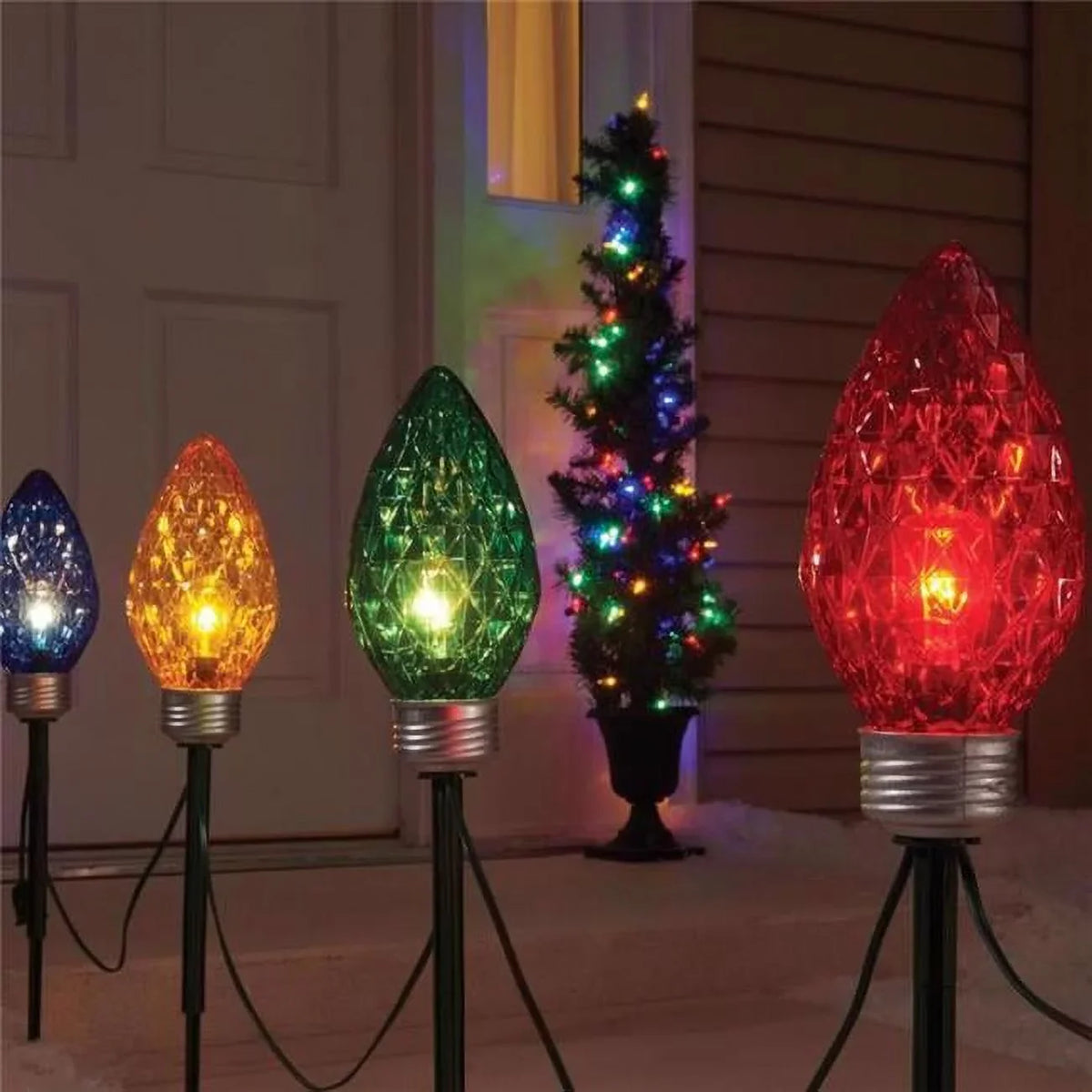 Incandescent Pathway Multi Celebrations C9 Bulb Decor Lights in. Faceted 13
