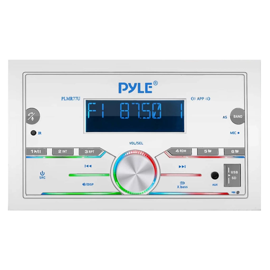 Speaker Wire, Receiver, Bundle: Amplifier, DIN Kit, Antenna 4x Gauge 4-Channel Pontoon Double White Installation Boat Bluetooth Speakers, FT Audio Amp Waterproof Radio 50 18 6.5'' 21-29' Marine Pyle