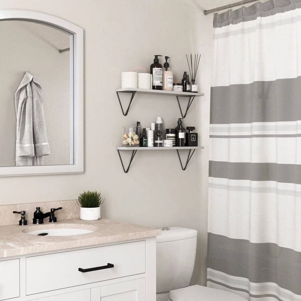 Over Floating Room Toilet Laundry Wall Shelf 24" Set Colmar Storage White, Shelves, of Bathroom Organizer The Wallniture 2