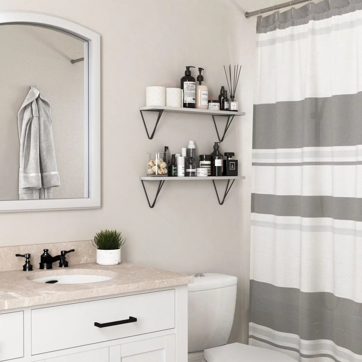 Over Floating Room Toilet Laundry Wall Shelf 24" Set Colmar Storage White, Shelves, of Bathroom Organizer The Wallniture 2