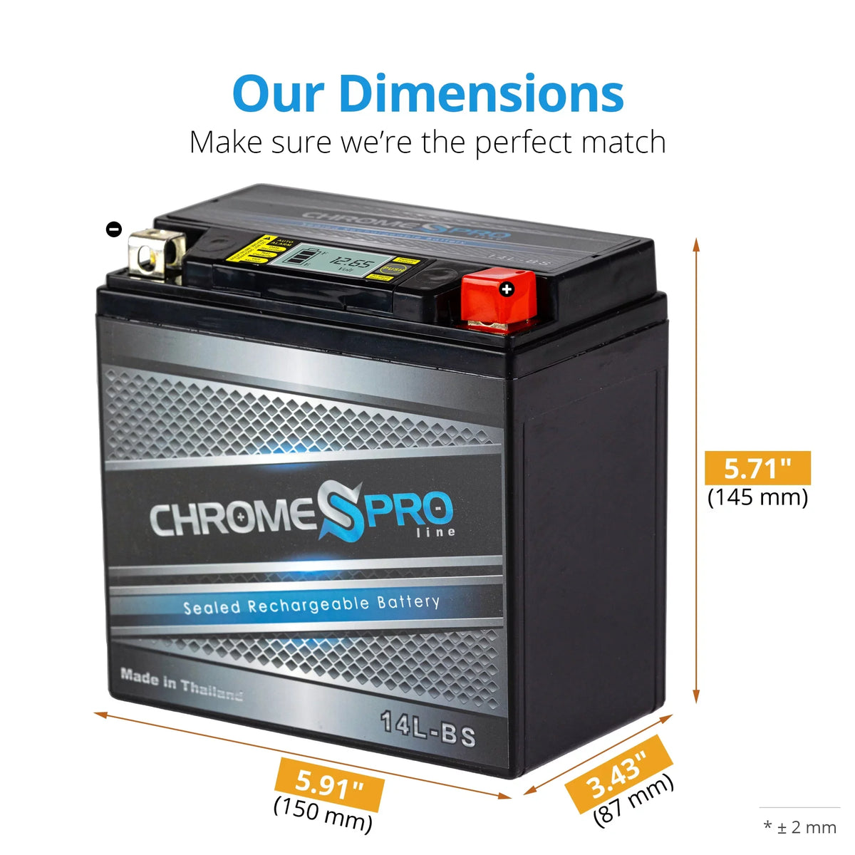 (14l-bs Pro Chrome Motorcycle AGM Battery 600cc for Ryker Ytx14l-bs (can-am) Years (2019 - 14ah) 2021) Brp 12volt, (ace) iGel Battery