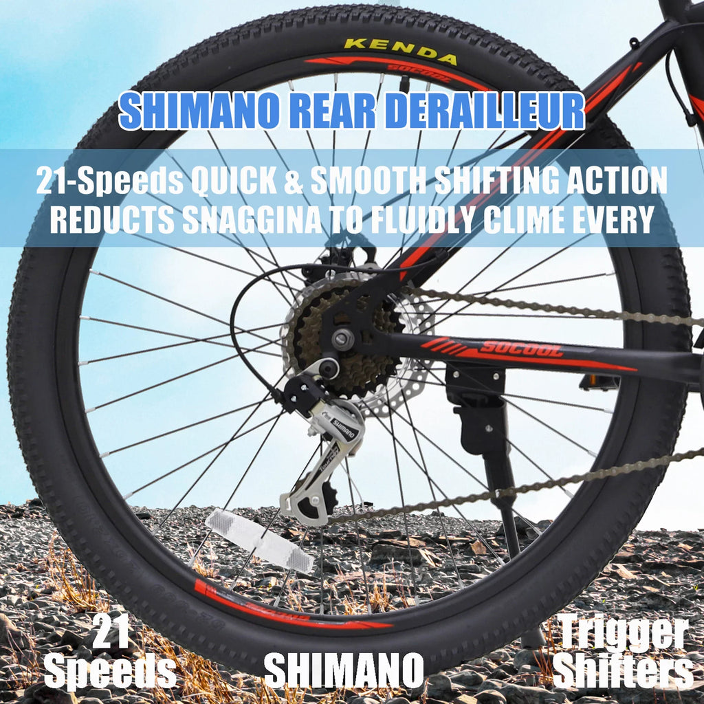 with Black, Speed for 26 and Bike Orange or SOCOOL Fork Suspension inch Bikes, Full Road Brake Teens, Adult UF511BK 21 bike Bike, City Disc Mountain
