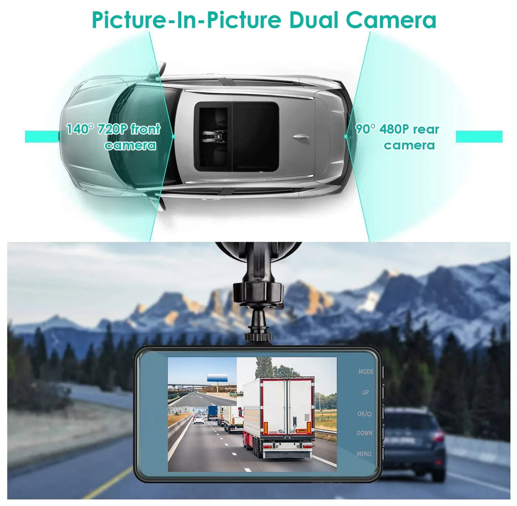 Dash and Dual Parking Motion Screen, 170° Angle, Front Cam, Detection iMounTEK Camera, Dash Super Car Wide Rear G-Sensor, 4.5inch Monitor,