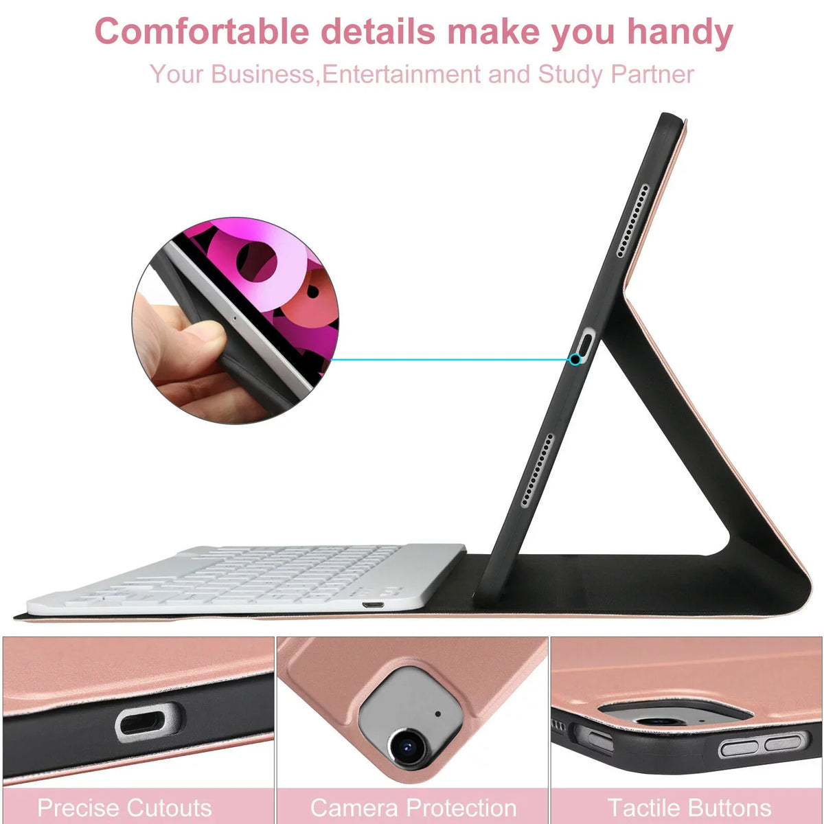 Bluetooth Gen Holder Pencil iPad Keyboard Pink 2022 Case Apple 5th for Keyboard iPad Air Kvago Built-in