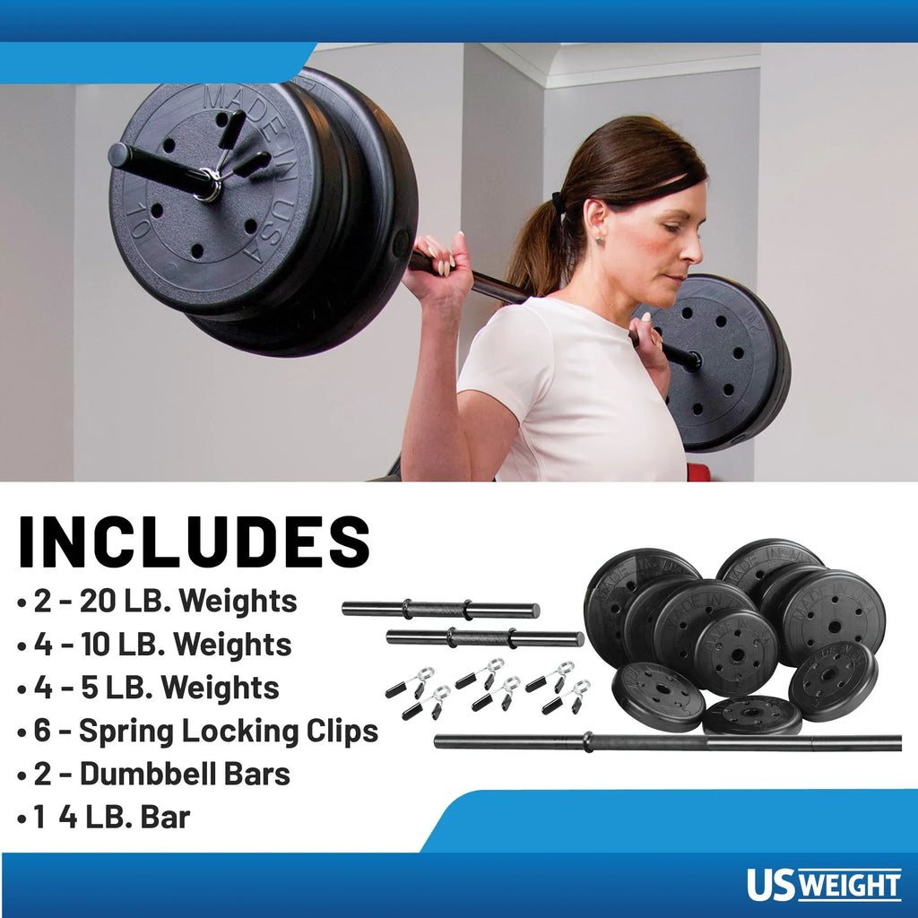 Set lb Dumbell lb. 20 Two Four lb., Full & and Dumbbell lb. 10 5 6-foot Bar 105 Weight Bars Two Weights, Length Four and Featuring Barbell