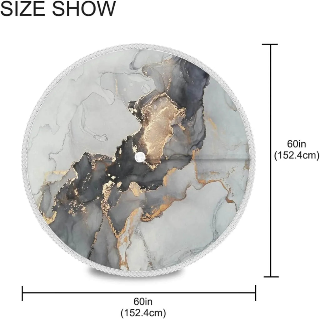 Luxury Fluid Hole Abstract Round Hyjoy for Patio /BBQ/Picnic Art Tablecloth Painting Table Natural Round Backyard with 60In,Waterproof Outdoor and Zipper,Party Covers Cloths Umbrella Table