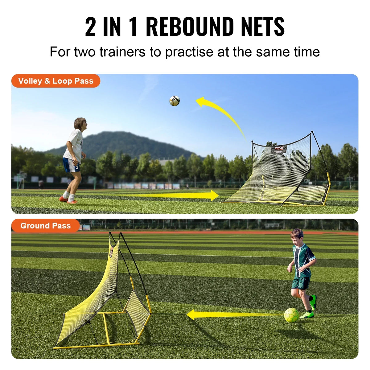 Trainer Net Soccer BENTISM Rebounder 2-IN-1 71"x40" Portable Portable Soccer Bag
