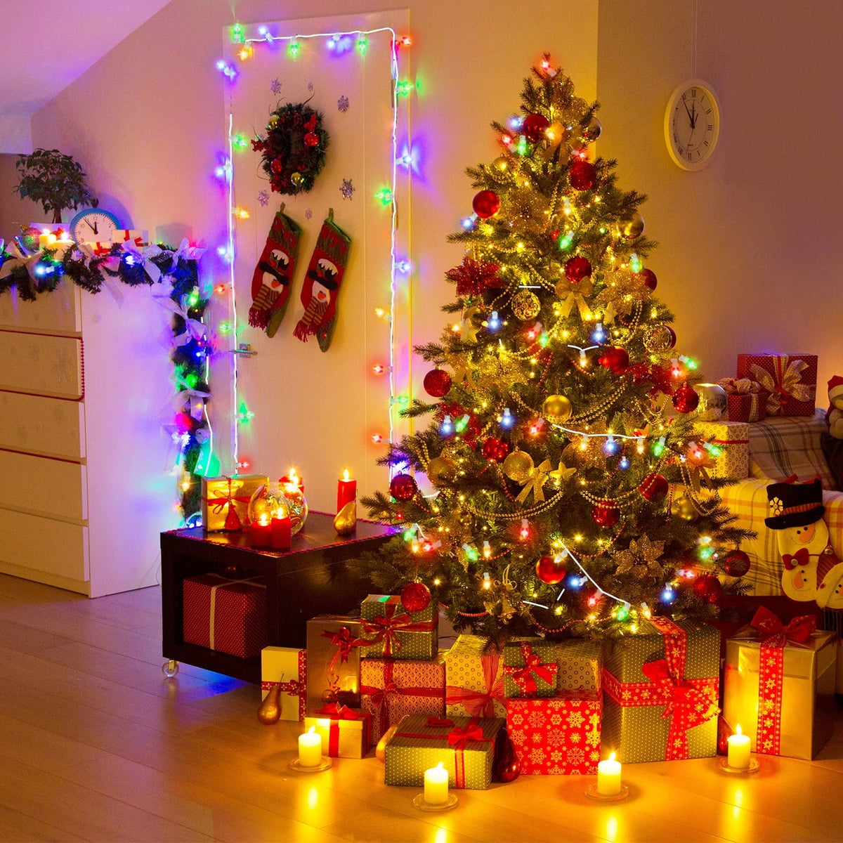 Light C9 Bulbs Changing Lights Waterproof 20 23ft Outdoor, String Christmas Lights LED Eva's Color