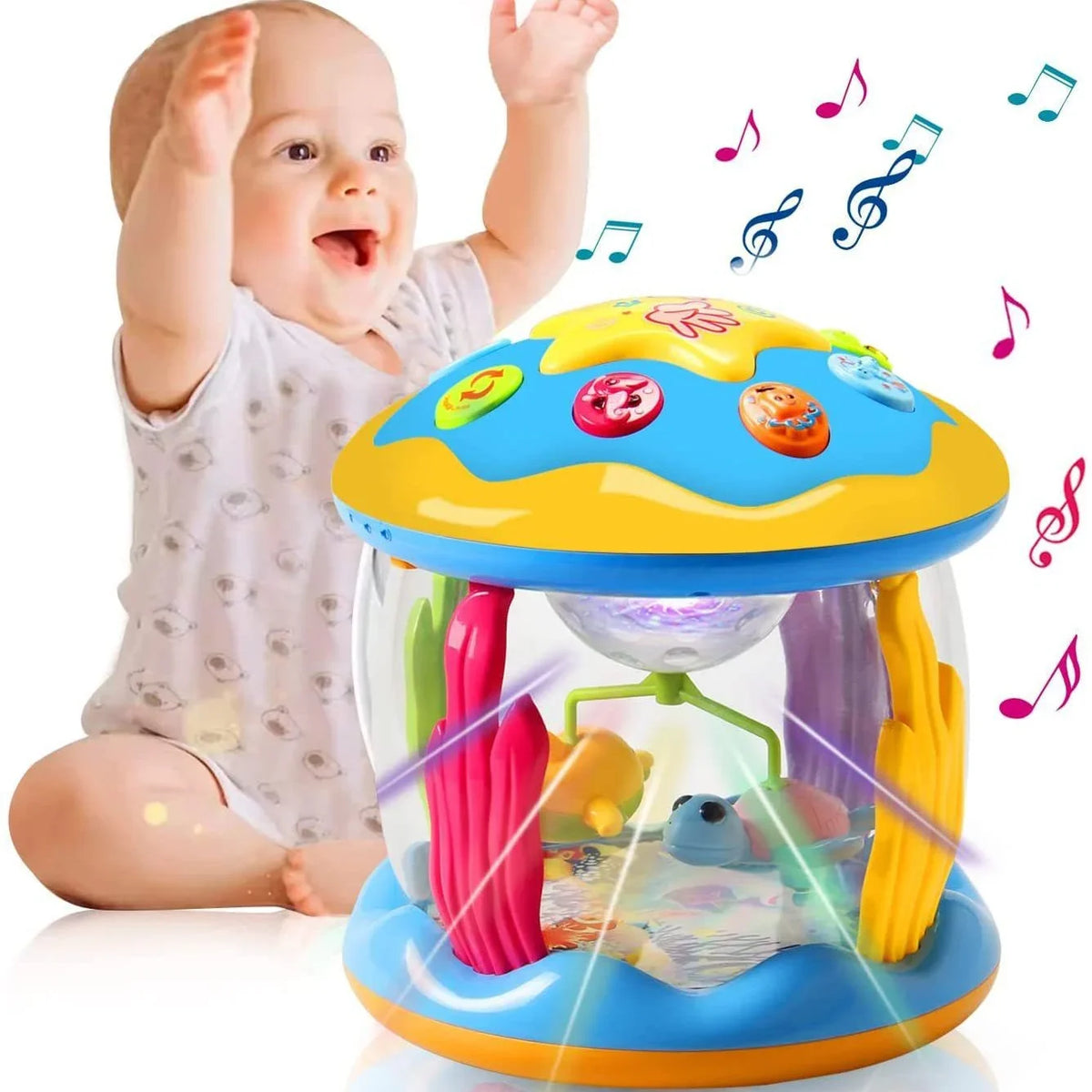 Toys Months, for Ocean Baby Up Months Light Musical Girls 6-12 Toddlers Learning 3 1 Baby for Toys 2 Year Old Toys Crawling Infant Gifts Boys 12-24 Tummy Toys Projector Time