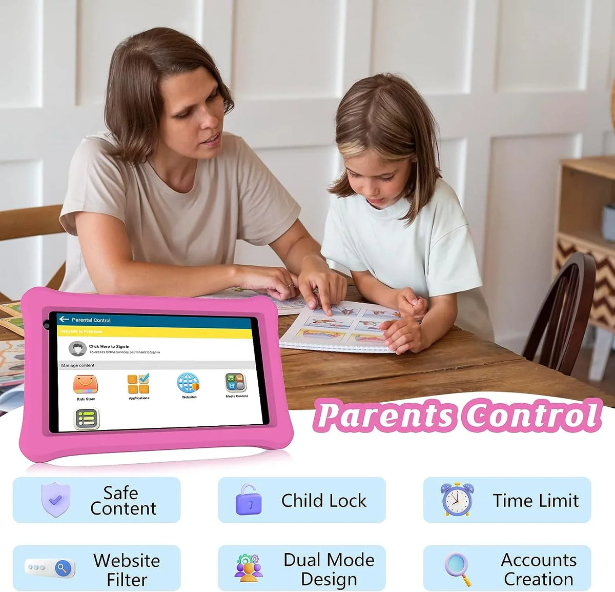 Certificated, Dual ROM WiFi, 11 Tablet for RAM Kids Tablet with Kids Tablets, for Control 32GB Bluetooth, Tablet Toddler Androrid Camera, Learning Parental Google Case, 7 Tablet, 2GB inch