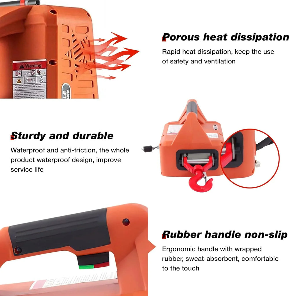 3-in-1 Electric Battery – System Versatility Winch, Heavy Tackling Remote, Portable Perfect Loads and with for Crane Power 110V Unleash Hoist 2200LBS and with Wireless