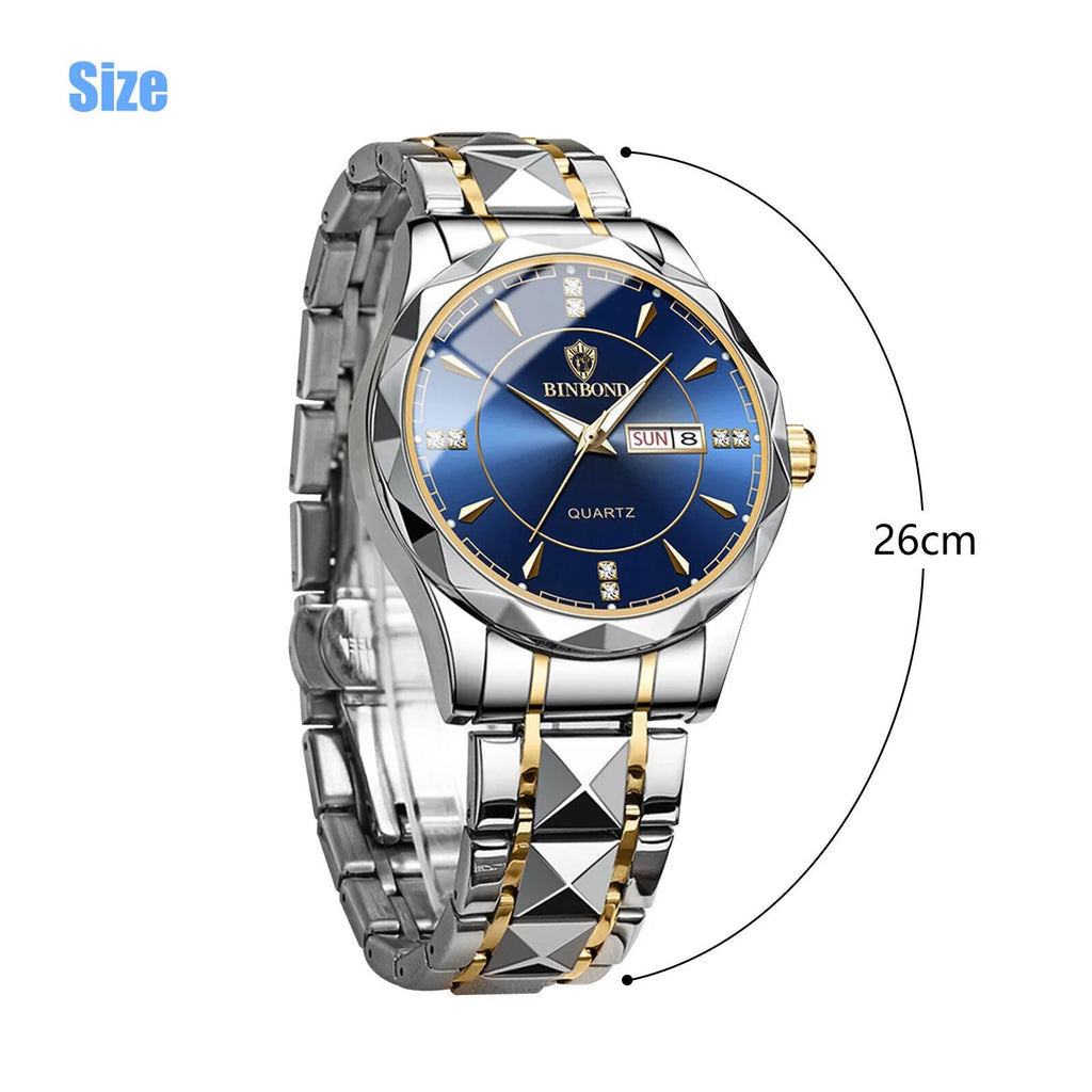 Luminous Waterproof Stainless Quartz Classic Steel Men's Watch Luxury Business