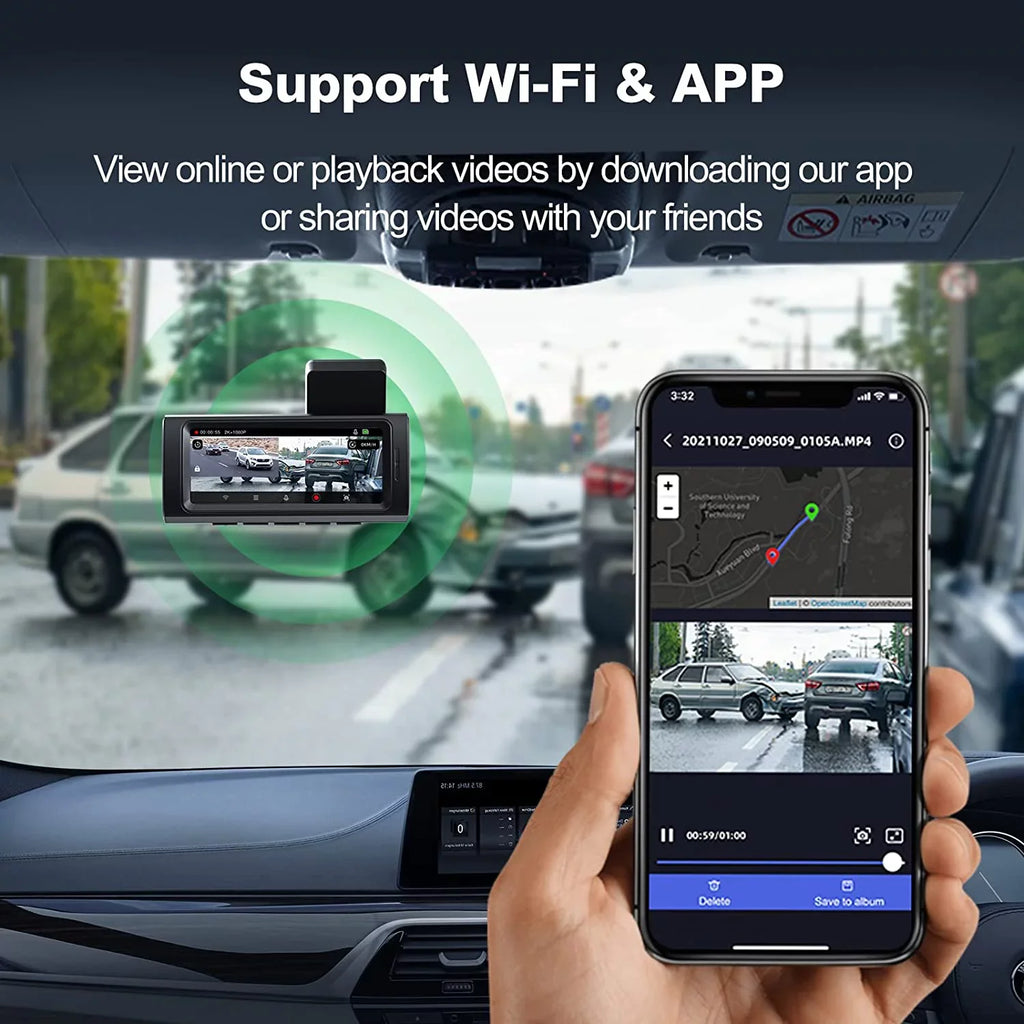 Magnetic WiFi Dual Mode, Front and Record Dam, G-Sensor, App Built-in Dash Night Super Control, Dash D32 Cars Accident Camera Cam Rear, for Mount, Yeecore 2.5K+1080P Parking Portable Vision, GPS, Dash