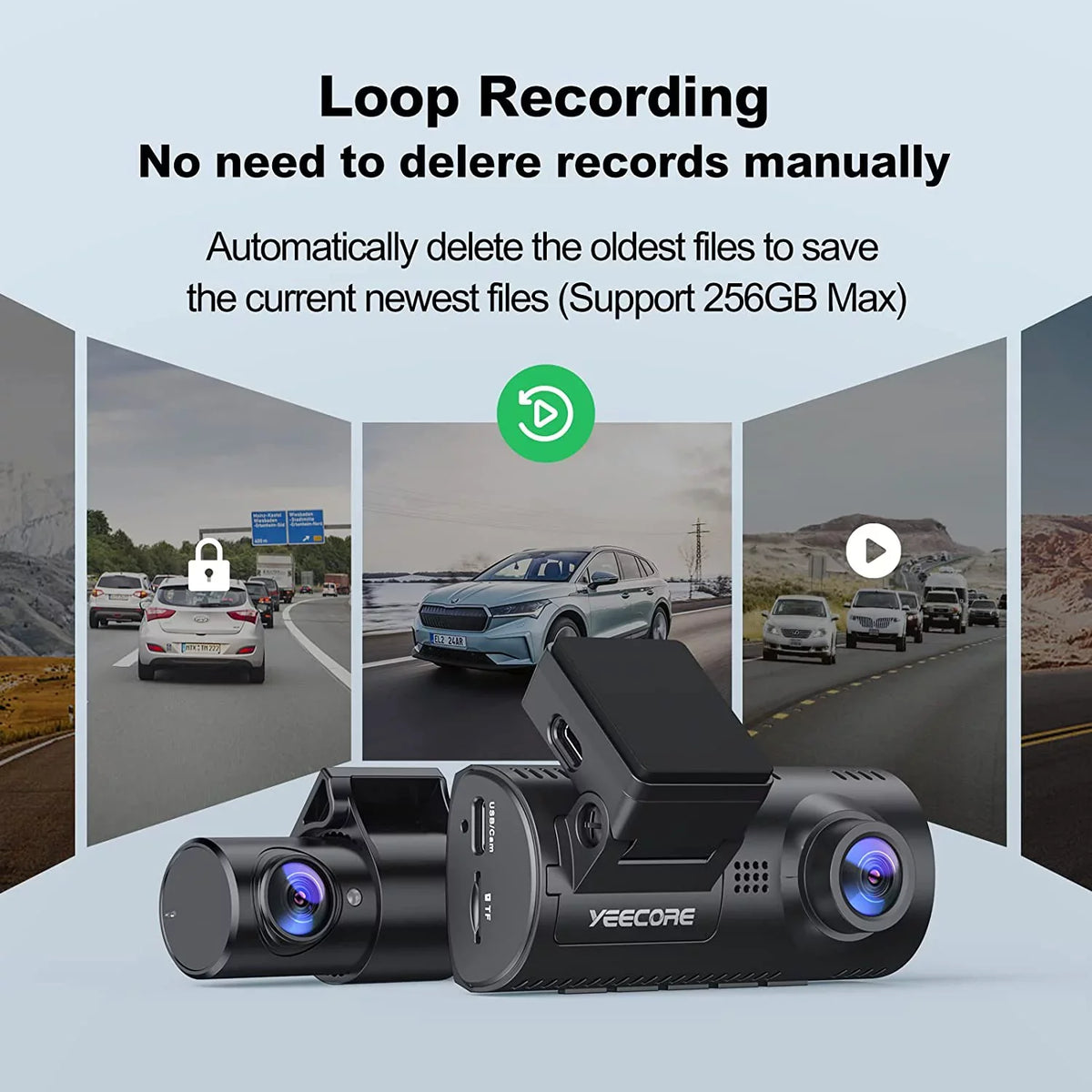 Magnetic WiFi Dual Mode, Front and Record Dam, G-Sensor, App Built-in Dash Night Super Control, Dash D32 Cars Accident Camera Cam Rear, for Mount, Yeecore 2.5K+1080P Parking Portable Vision, GPS, Dash
