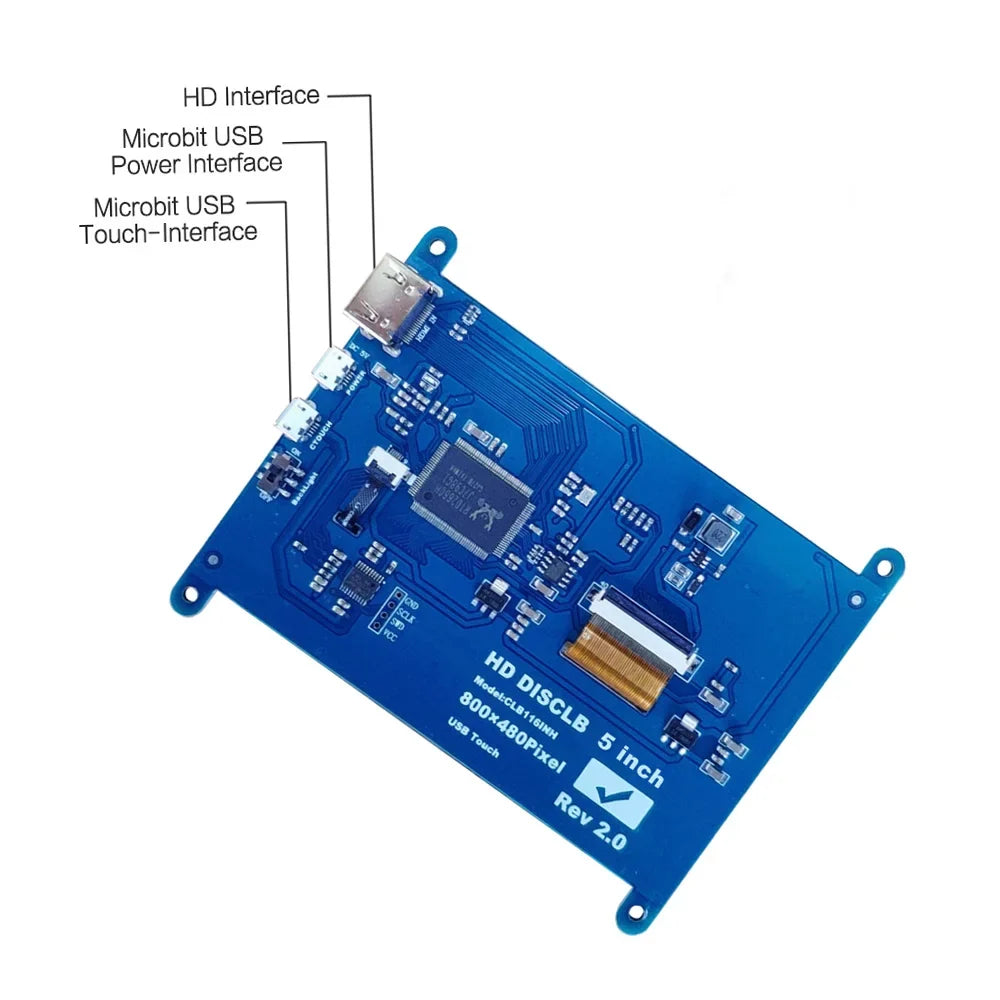 Compatible Resolution Pi Raspberry Inch Touchscreen USB Display Capacitive with moobody 5 Interface Portable Small 800*480 with Tool