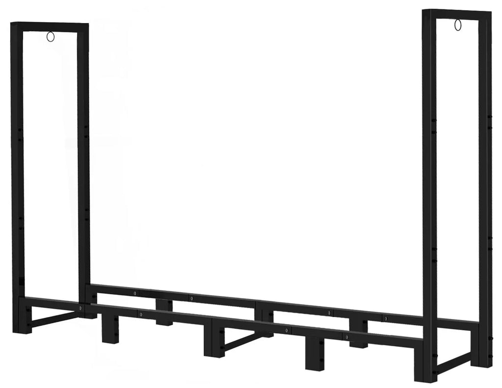 Stand, Fire 8Ft Outdoor Log Fireplace Rack for Wood Stacker Black Koutemie Storage, Holder Adjustable Firewood