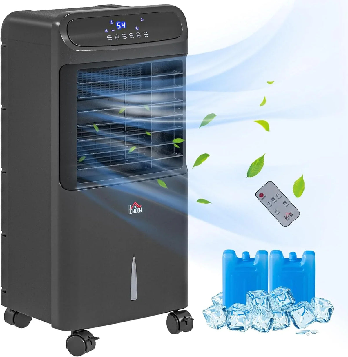Water for 32" Unit LED Office, Evaporative Tank 3-In-1 Cooler, Fan HOMCOM Water Conditioner Humidifier Timer, Ice Mobile Home Bedroom, with 3.2gal Cooling Oscillating, Black Display, Air Remote,