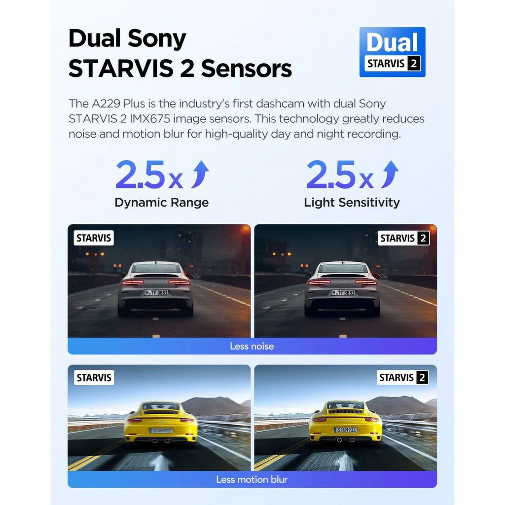 with A229 QHD Support Max Voice 2, VIOFO Cam 2-Channel Dash 2K/2K Wi-Fi, Control, GPS, Mode, Plus STARVIS 512GB Parking