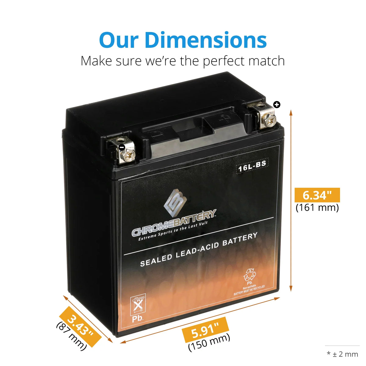Ah, Volt,14 X2 (16L-BS YTX16L-BS Ski for 650cc CCA) Battery 1995 Battery 12 Chrome Kawasaki Jf650 Jet 230