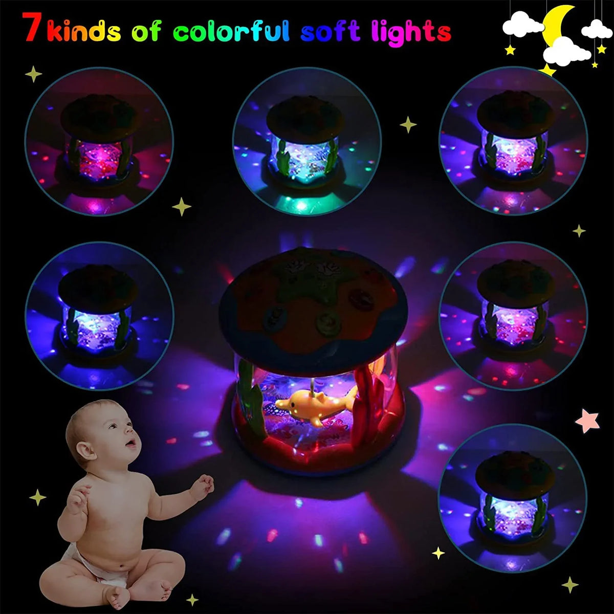 Toys Months, for Ocean Baby Up Months Light Musical Girls 6-12 Toddlers Learning 3 1 Baby for Toys 2 Year Old Toys Crawling Infant Gifts Boys 12-24 Tummy Toys Projector Time