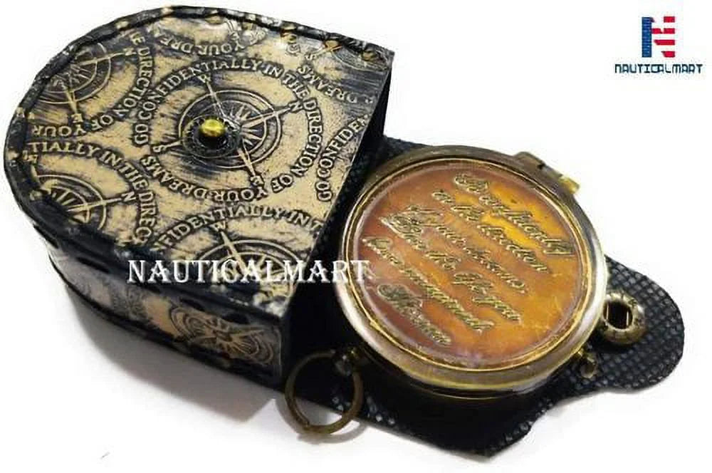 leather compass for with gift NauticalMart brass case