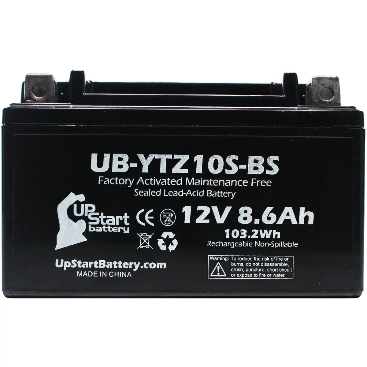 Yamaha Factory YZF-R1 UpStart Activated, 2011 for Motorcycle Replacement Free, UB-YTZ10S-BS Maintenance 8.6Ah, 1000CC Battery - 3-Pack Battery 12V,