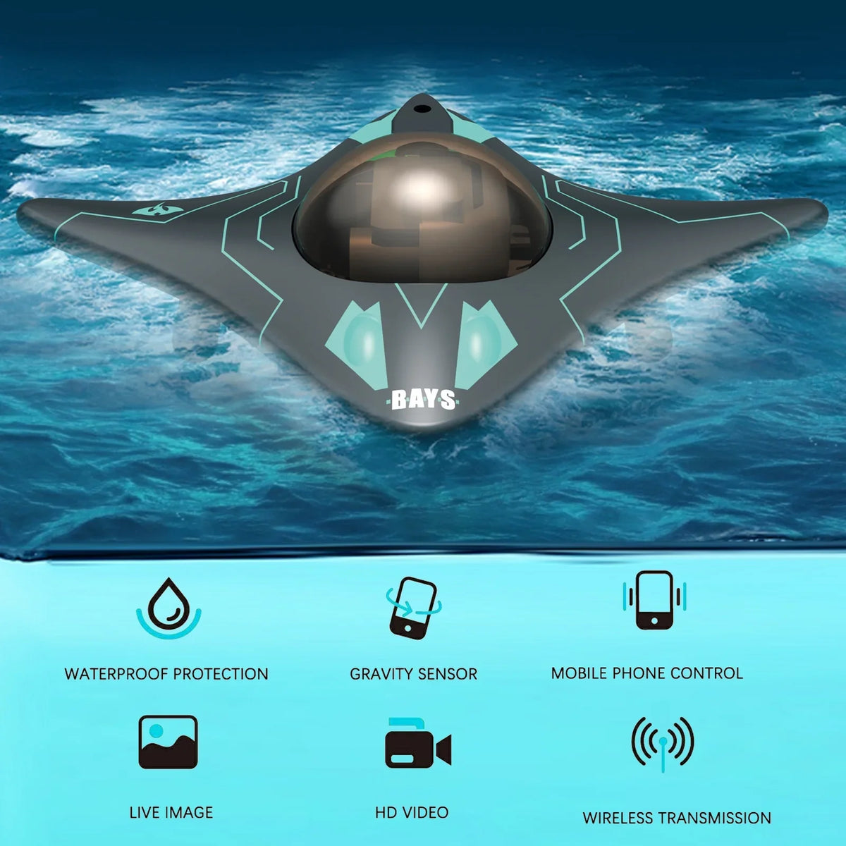 Camera Anself Remote Underwater Control Boat WiFi with Black