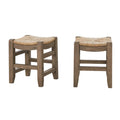 Two Newport with Stools 18"H Wood of Rush Alaterre Seats Set