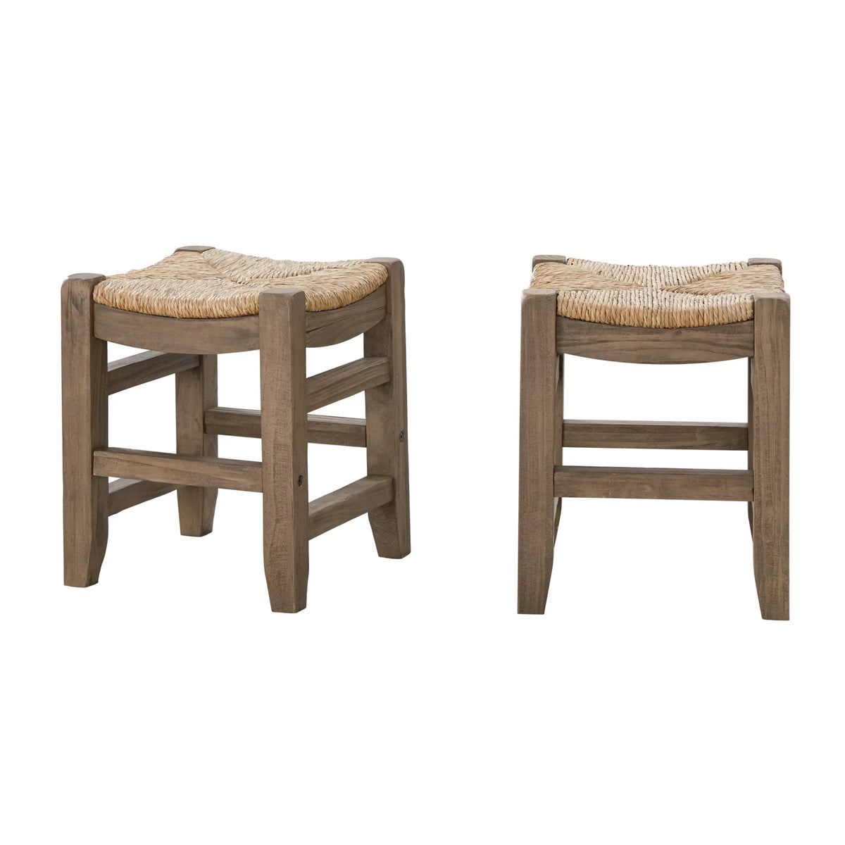 Two Newport with Stools 18"H Wood of Rush Alaterre Seats Set