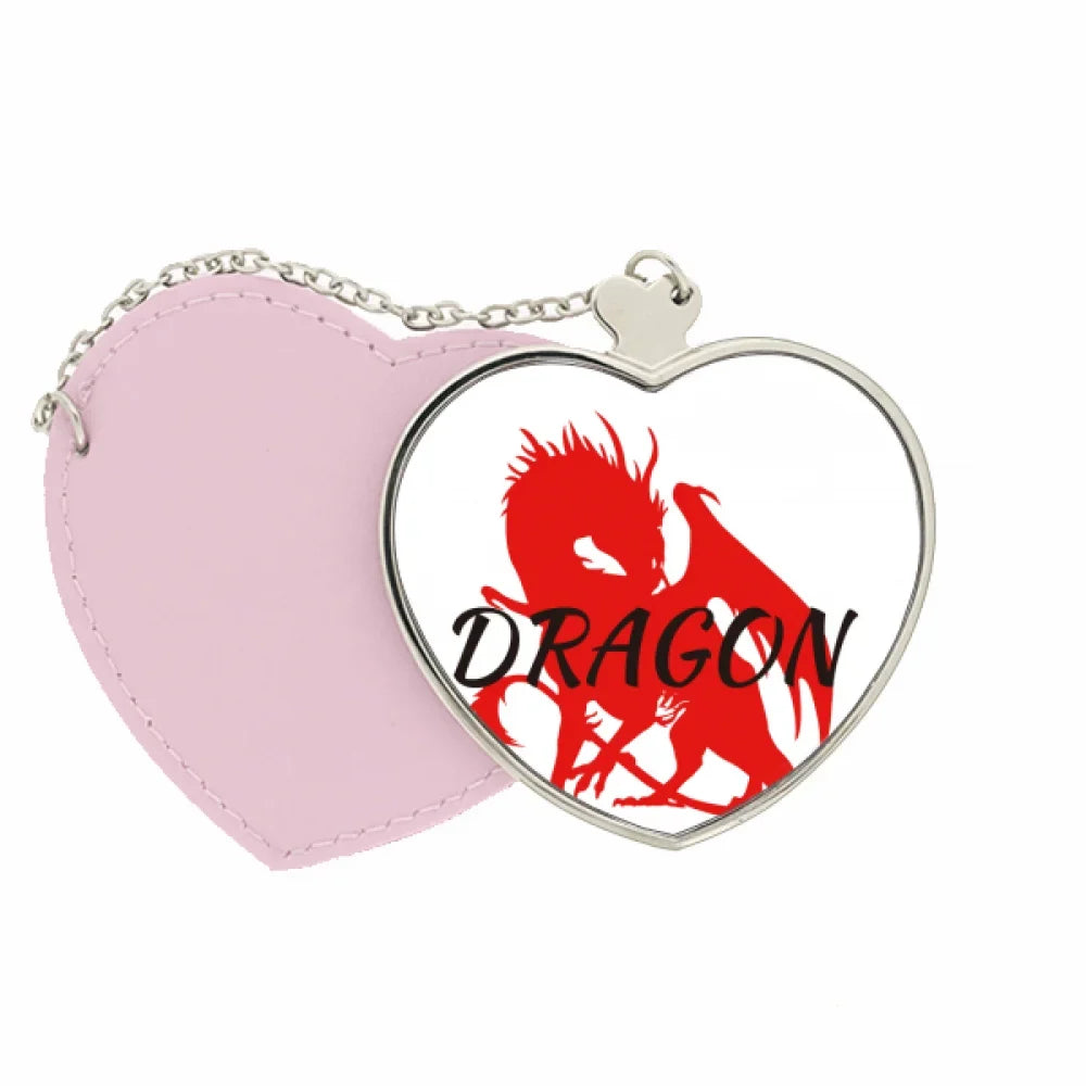 Dragon Mirror Travel Winged West Makeup Animal East Purse Myth Pink Heart