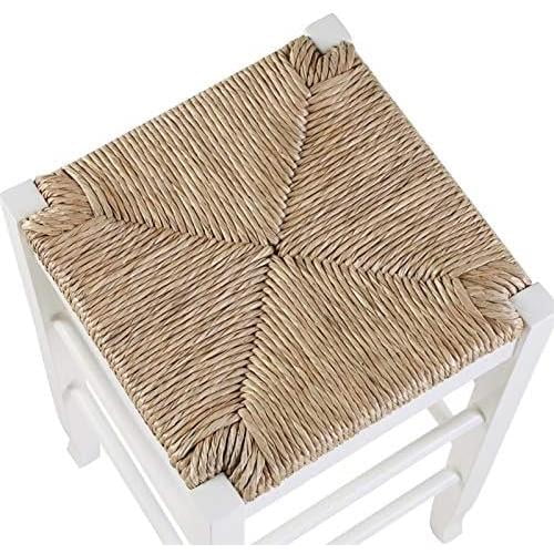Of Rush Square Bar White Stool - 2 Set In 29" Stationary