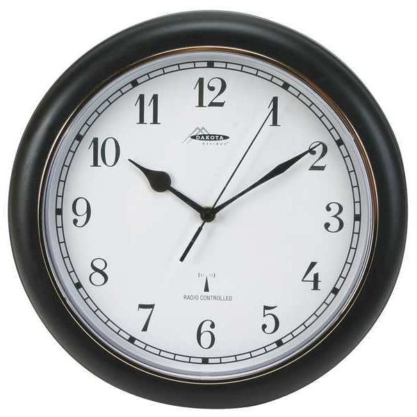 2CJA3 12-1/8" ZoroSelect Analog Black Quartz Atomic Wall 1Pack Clock,