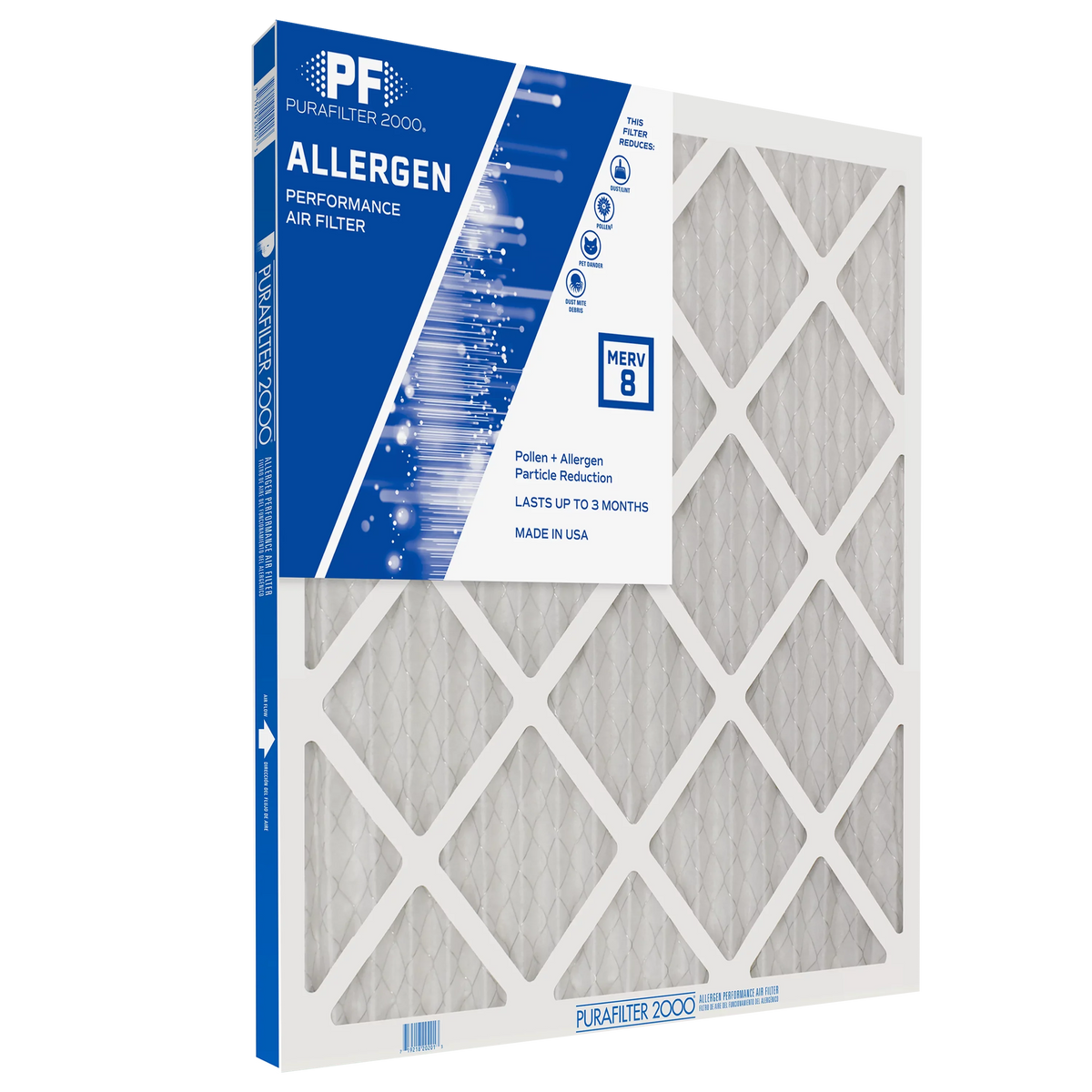 x 2000® 24.75) Air 8 Allergen 20x25x1 8000 MERV (19.75 Filter PURAFILTER