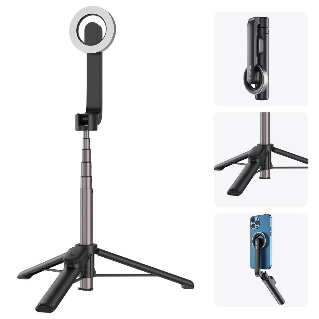 Tripod, for Selfie inch Remote with Magnetic , 27.1 Control TELESIN Stick Rotation