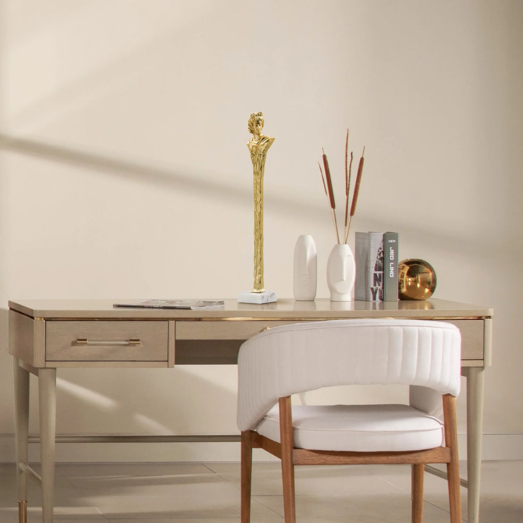 Decorative White Jennifer White and on Marble 28" Stylized Taylor Marble Bust Roman Home Gold Base,