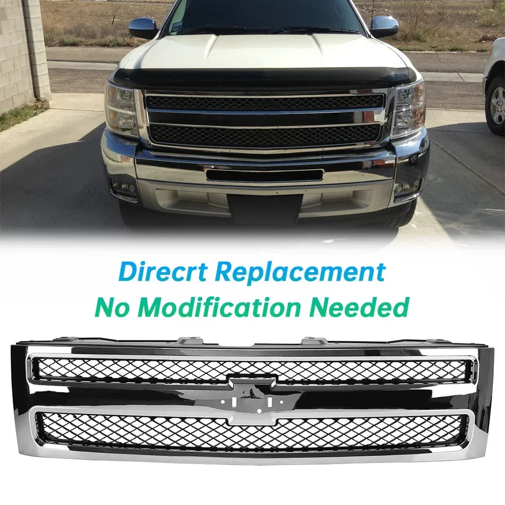 2007 Silverado Chrome Mesh Chevrolet 1500 2010 Grille Bumper Grill 25810707 Front Kojem for 2013 GM1200572 2012 Pickup 2009 2011 Truck 2008