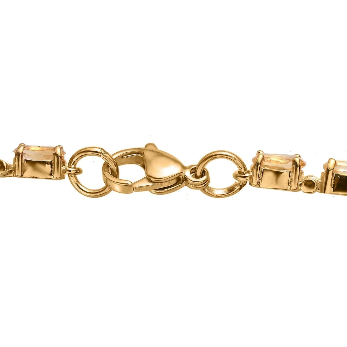 Ct Citrine Gifts Size for Bracelet Plated LC Yellow 7.25" Gold Stainless Oval Women Steel Shop Ion 7.38 Birthday Jewelry