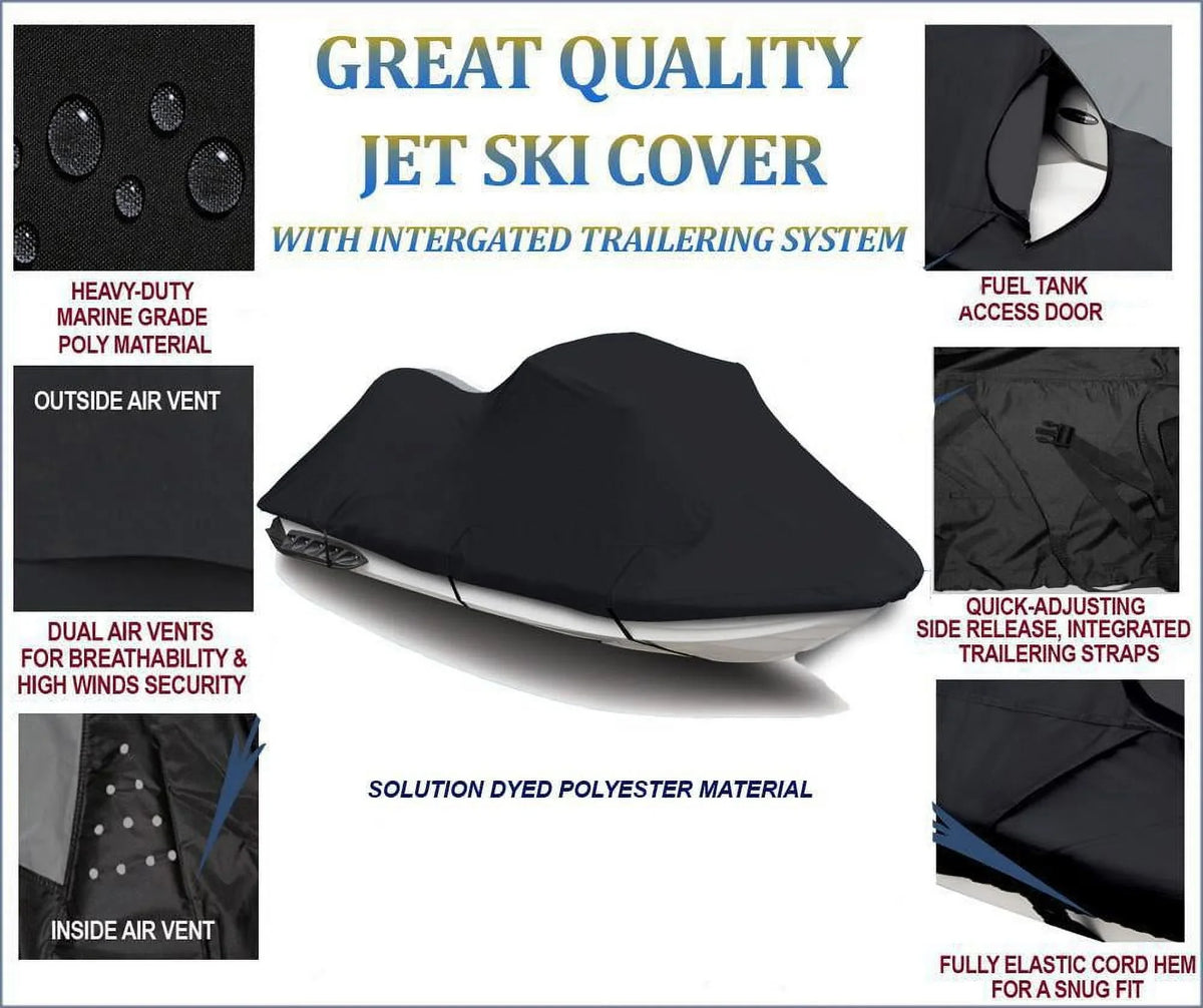 Daytona for Shark 1996 Seater 1994 Jet 1995 Montego DENIER Cover 1997 1994 JetSki Cat Cover Ski Arctic 600 BLACK Tiger 1995 2 111" Compatible