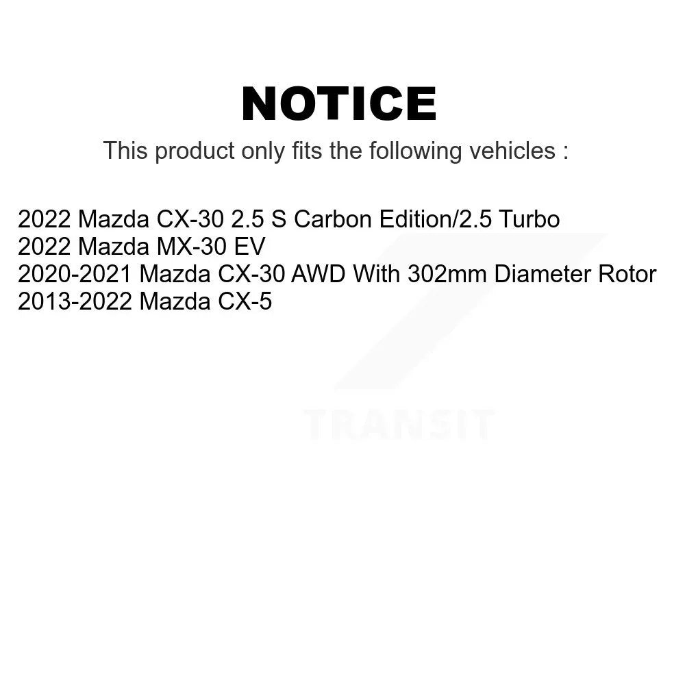 K8-100932 CX-5 MX-30 For Brake Rear Pair Mazda EV Rotors Disc CX-30