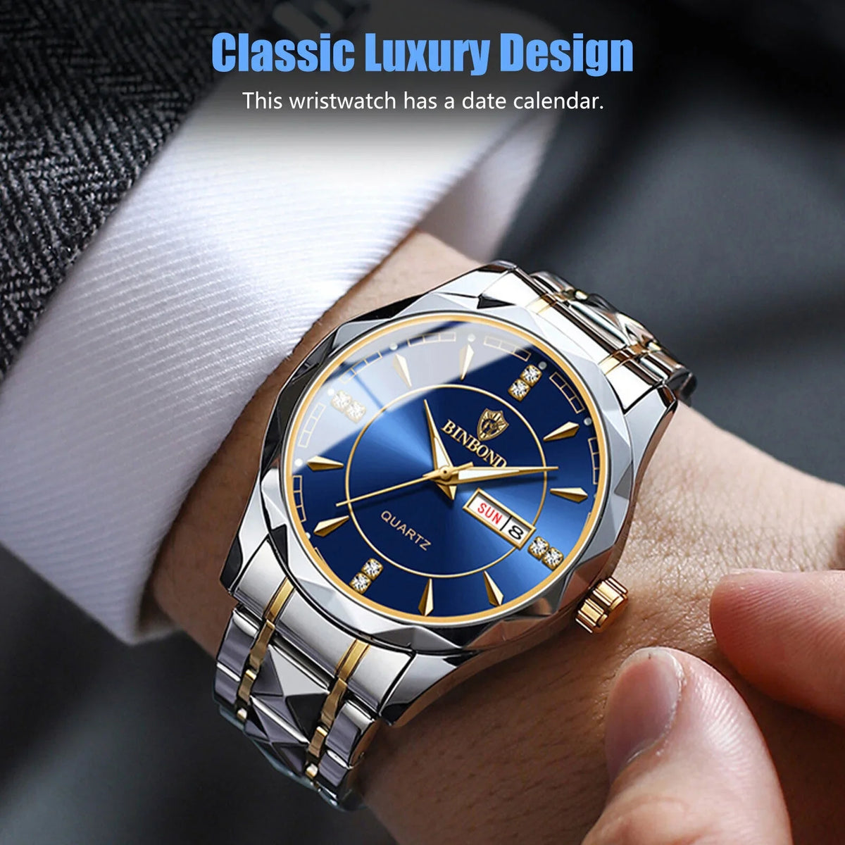 Luminous Waterproof Stainless Quartz Classic Steel Men's Watch Luxury Business