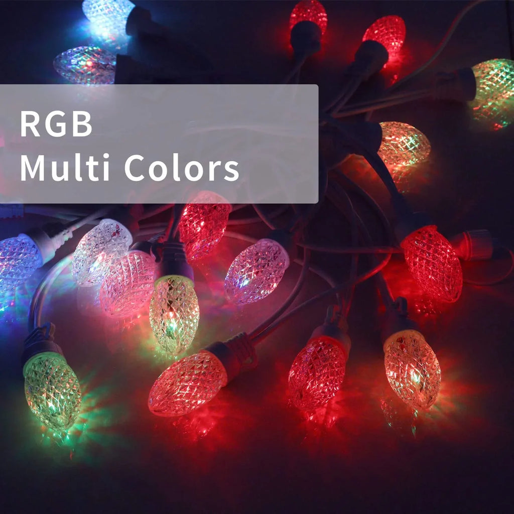 Light C9 Bulbs Changing Lights Waterproof 20 23ft Outdoor, String Christmas Lights LED Eva's Color