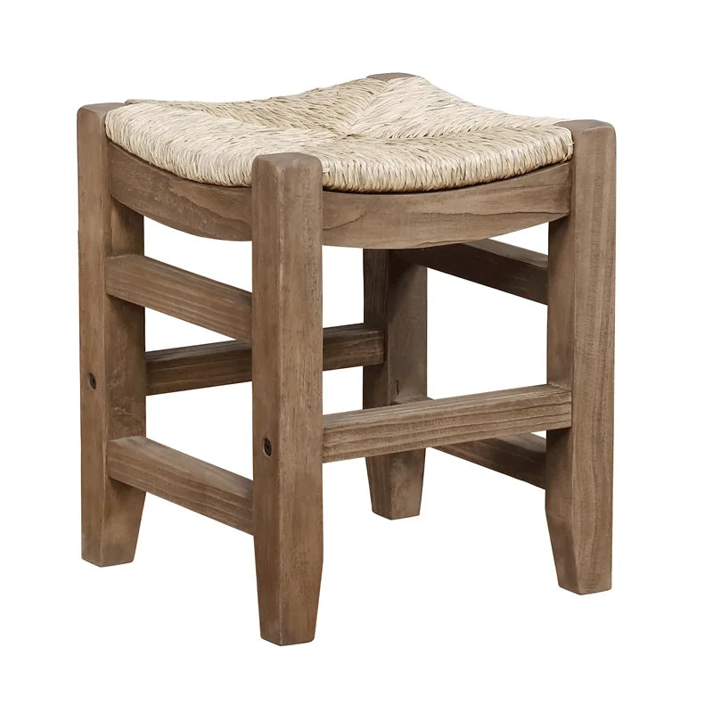 Two Newport with Stools 18"H Wood of Rush Alaterre Seats Set