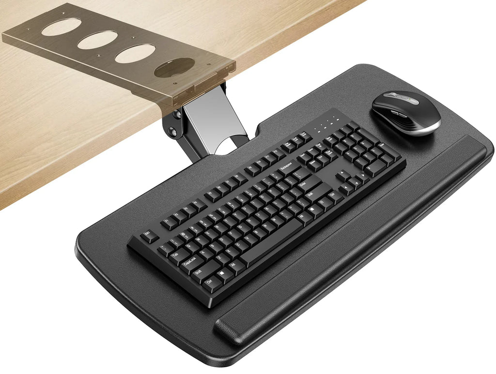Adjustable, Black & Sliding Tray,25" Keyboard x 9.8" Mouse