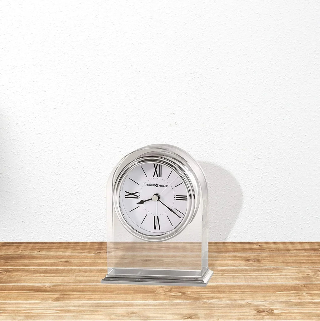 Aluminum Optica Movement Quartz Bottom, Alarm Clock Felt Table 645-757 – Silver-Tone Arch, Base, Brushed/Polished Crystal Bezel, Waterfall