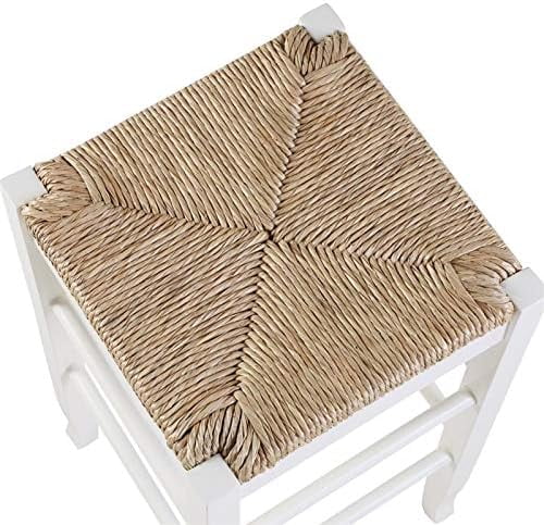 Of Rush Square Bar White Stool - 2 Set In 29" Stationary