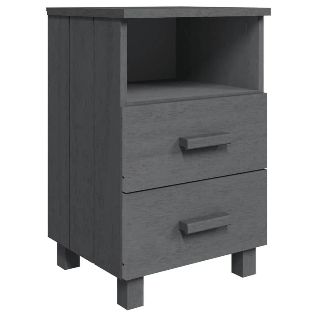 Wood pcs 15.7"x13.8"x24.4" Gray 2 Bedside Irfora Dark Solid Cabinets HAMAR