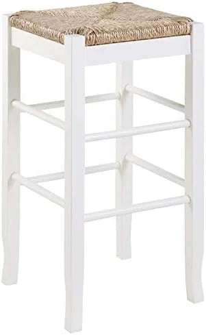 Of Rush Square Bar White Stool - 2 Set In 29" Stationary