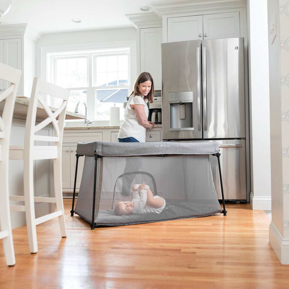 Crib Deluxe Charcoal Delight Tweed Baby Playard, Portable &